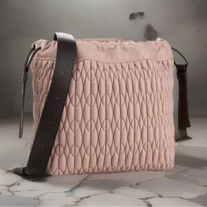 Furla Pink Quilted Shoulder Bag with Dark Brown Strap